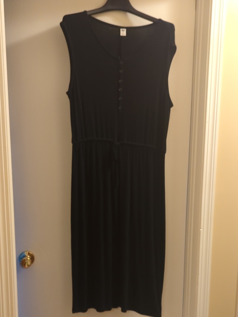 Old Navy Black Sleeveless Drawstring Midi Dress 1X